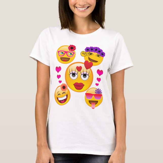 Gulliga Emoji vänder mot för barn och vuxen Tee (Framsida)
