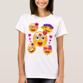 Gulliga Emoji vänder mot för barn och vuxen Tee Shirt