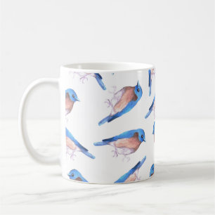 Gulliga fåglar för östlig bluebirdsvattenfärg kaffemugg