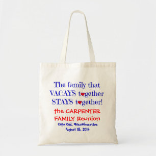 Gulliga familjmötetoton, röd vit & blått tygkasse