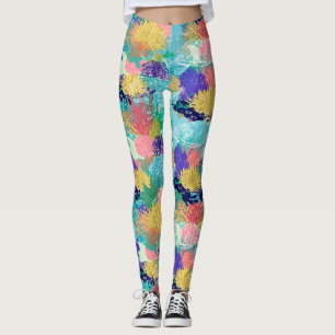 Gulliga färgrika havkorallrevar och sköldpaddor leggings