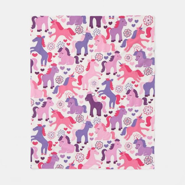 Gulliga färgrika leka Unicorns Fleecefilt (Framsidan)