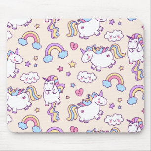 Gulliga & färgrika regnbågar och Unicorns   Musmatta