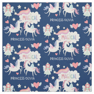 Gulliga felika princess- och Unicornungar Tyg