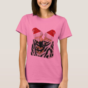 Gulliga festliga kattungar i zebra tryckhandväska tee shirt