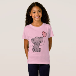 Gulliga flicka för rosababyelefant T-tröja T Shirt