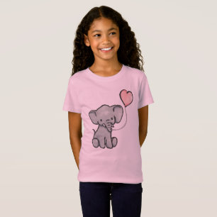Gulliga flicka för rosababyelefant T-tröja T Shirt