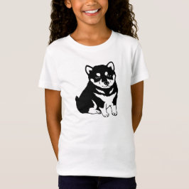 Gulliga flicka för Silhouette för Shiba Inu T Shirt
