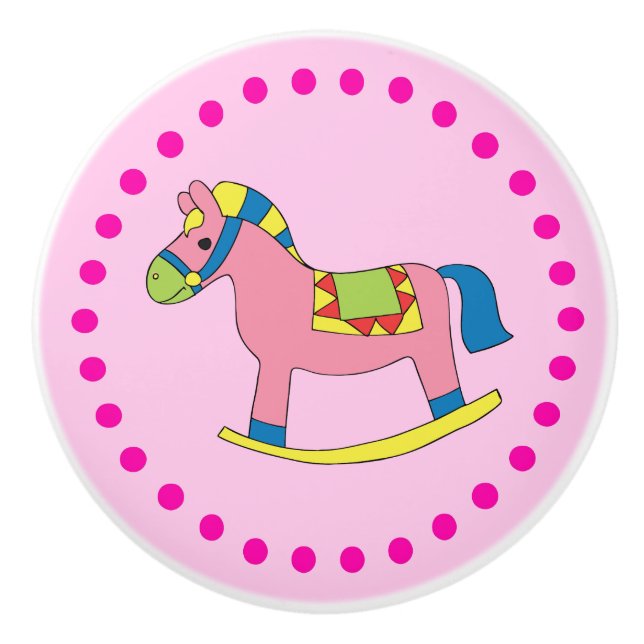 Gulliga flicka polka dots och vaggahäst knopp (Framsidan)