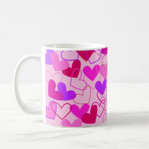 Gulliga flickaktigt rosa lilor & rött kaffemugg