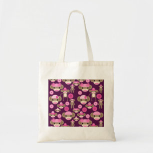 Gulliga flickaktigt rosa sock monkeyflickor på tygkasse