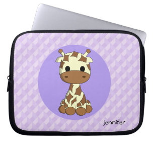 Gulliga flickor för namn för giraffkawaiitecknad laptop sleeve