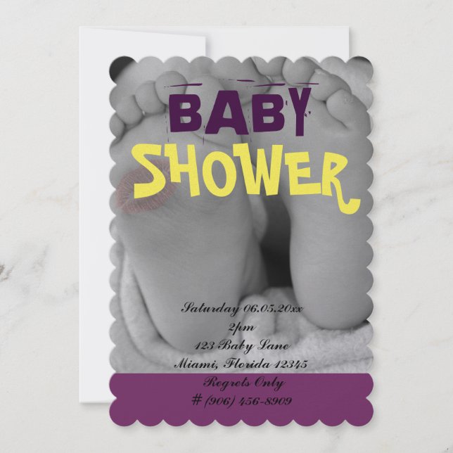 Gulliga förtjusande fotspår för baby inbjudningar (Framsida)