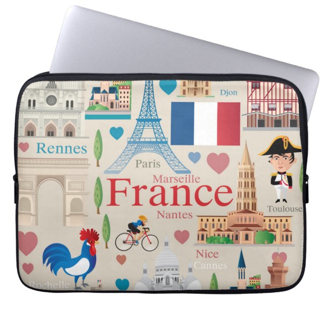 Gulliga frankrikesymboler laptop fodral (Framsidan)
