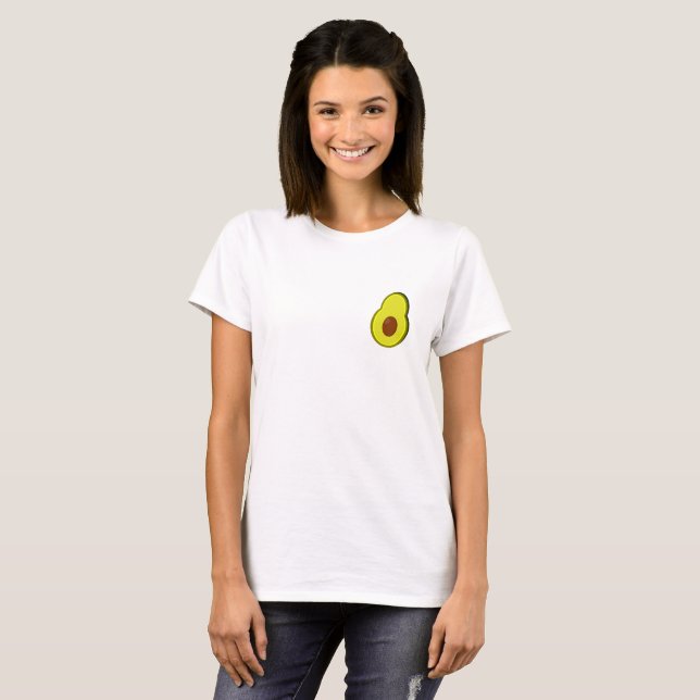 Gulliga Frocket avokadokvinna T Tee Shirt (Hel framsida)