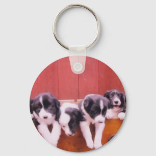 Gulliga gränsCollievalpar Keychain Nyckelring