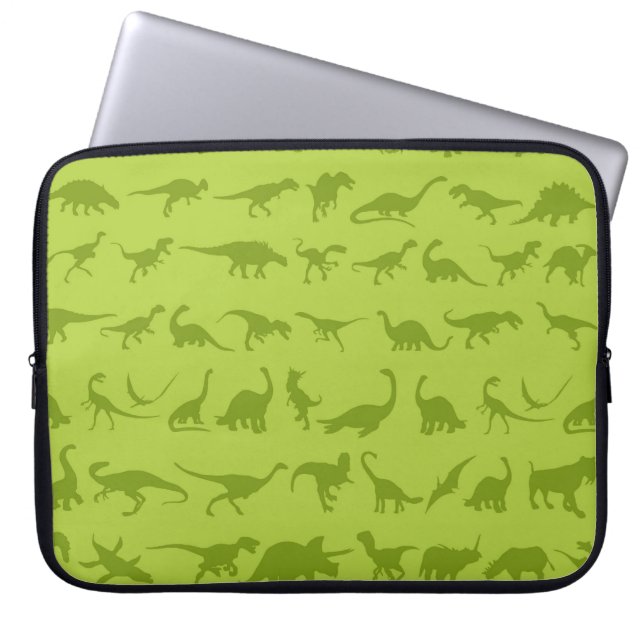 Gulliga gröna Dinosaursmönster för pojkar Laptop Sleeve (Framsidan)