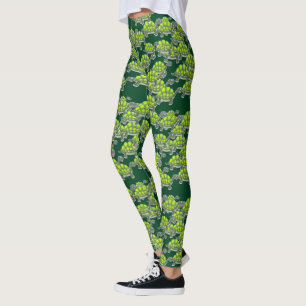 Gulliga gröna havssköldpaddor som simmar leggings