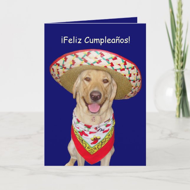 Gulliga gul lab Feliz Cumpleanos Kort (Framsida)