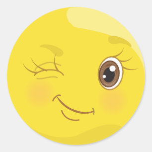 Gulliga gula blinkningEmoji klistermärkear Runt Klistermärke