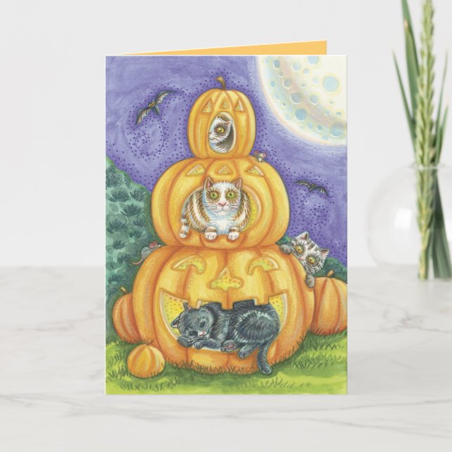 Gulliga Halloween kattkort Kort (Framsida)