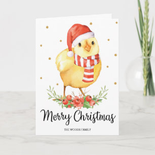 Gulliga hälsningar för god jul för Santa babychick Helgkort