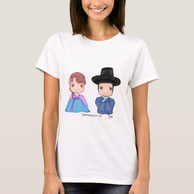 Gulliga Hanbok kopplar ihop ♥ T-shirt (Framsida)