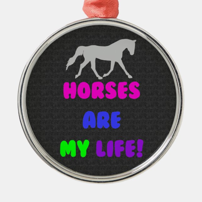 Gulliga hästar är min livprydnad julgransprydnad metall (Framsidan)