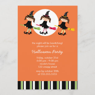 Gulliga häxahalloween festinbjudningar inbjudningar
