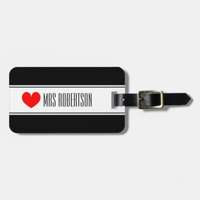 Gulliga Herr och Fru reser bagagemärkre med röd Bagagebricka (Horisontell Framsida)