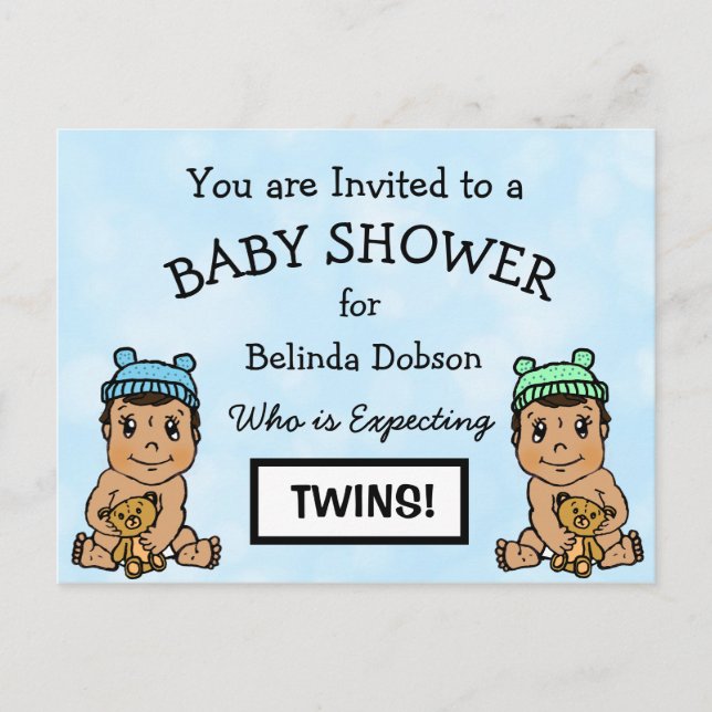 Gulliga HispanicTwins baby showerinbjudningar Vykort (Framsida)