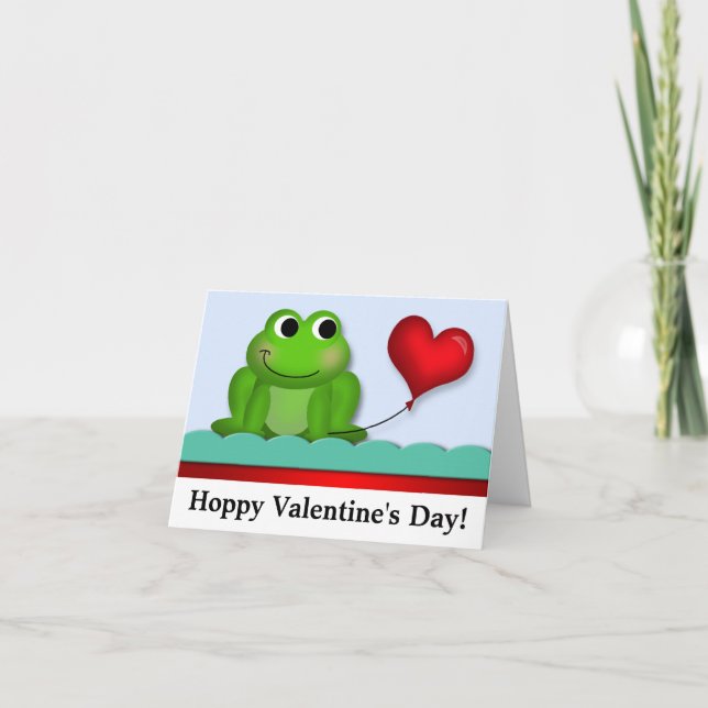 Gulliga Hoppy valentin för Froggy dag NoteCards Helgkort (Framsida)