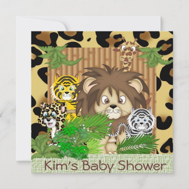 GULLIGA inbjudningar för BABY SHOWERCHEETAHTEMA (Framsida)