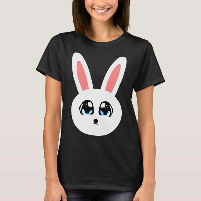 Gulliga kaninkvinna svart T-tröja Tee Shirt (Framsida)