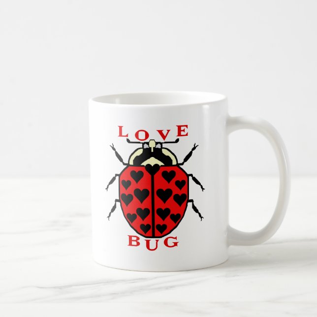 Gulliga kärlekkrypvalentin nyckelpiga kaffemugg (Höger)