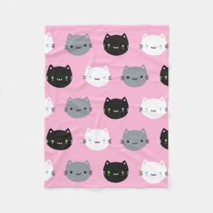 Gulliga katter & Kawaii kattungar (rosor) Fleecefilt