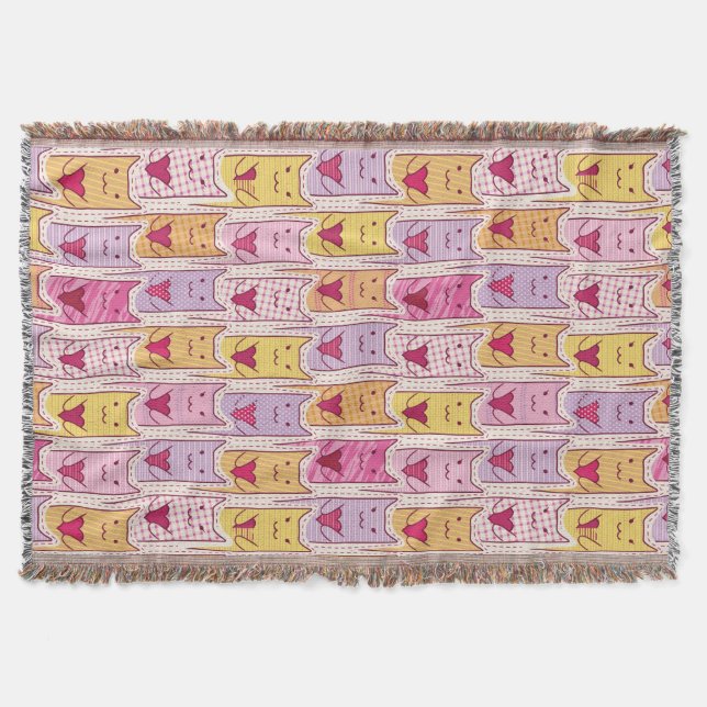 Gulliga katter med att älska hjärtor filt (Framsidan)