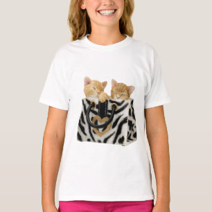 Gulliga kattungar i zebra tryckhandväska tee shirt