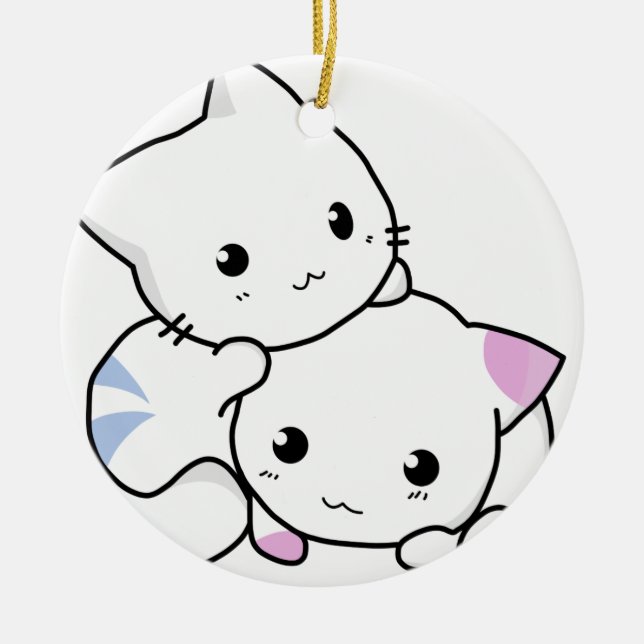 Gulliga kattvänner julgransprydnad keramik (Framsidan)