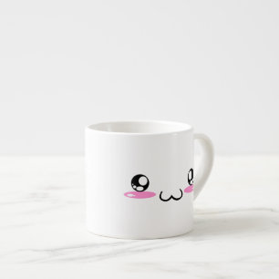 Gulliga Kawaii som ler japanskt Emoticonansikte Espressomugg