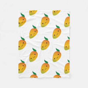 Gulliga Kawaii som ler mango Fleecefilt