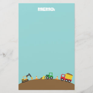 Gulliga konstruktionsfordon för pojkar brevpapper