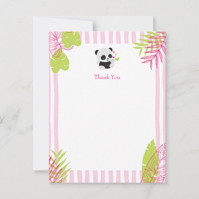 Gulliga kort för tack för Pandaflickababy shower (Framsida)