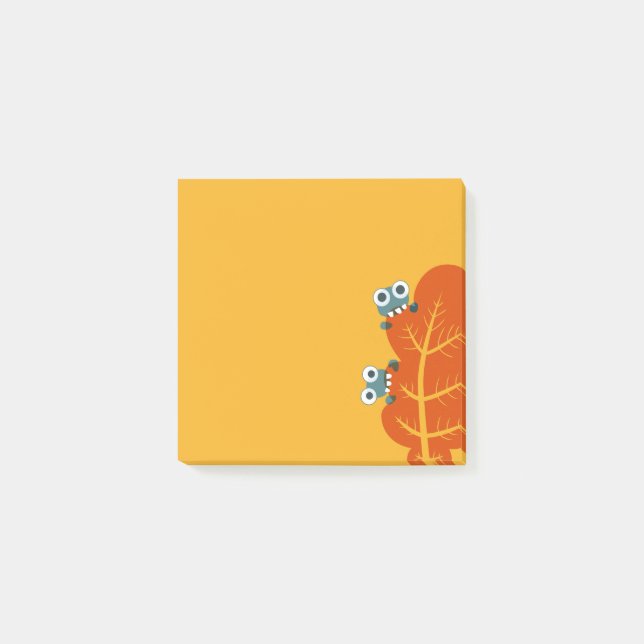 Gulliga kryp äter höstlöv post-it block (Framsida)