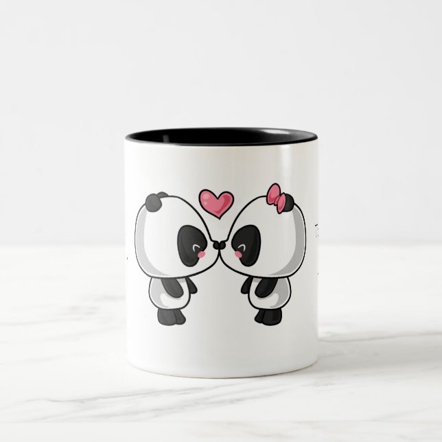 Gulliga kyssande Pandas älskar jag dig… Två-Tonad Mugg (Center)