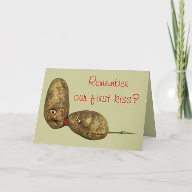Gulliga kyssande potatisar för valentines helgkort (Framsida)