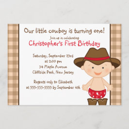 Gulliga lite Cowboyfödelsedagsfest inbjudan
