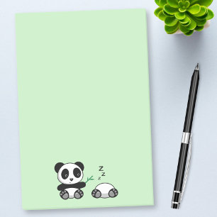 Gulliga lite Pandas på grönt Post-it Block