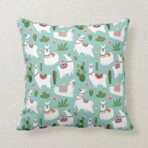 Gulliga Llamas på krickamönster Kudde