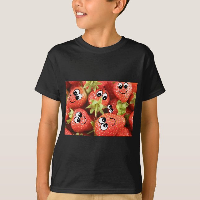 Gulliga lyckliga jordgubbar t-shirt (Framsida)